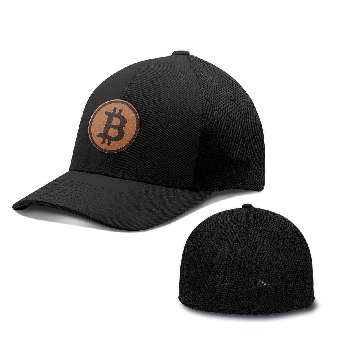 Bitcoin B Snapback Hat Red Dark Navy