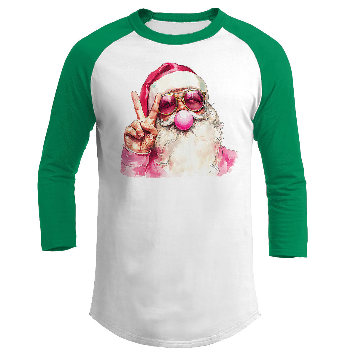 Santa Peace Sign Raglan Tee