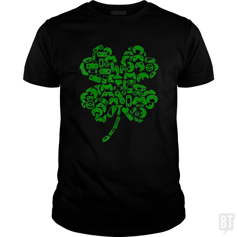 Gamer Gift Game Shamrock St Patricks Day Irish - BustedTees.com