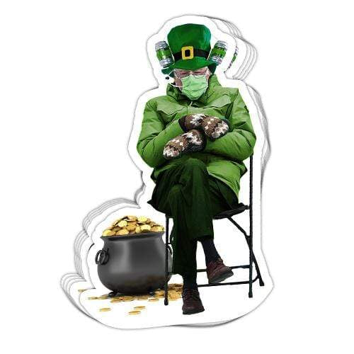 SunFrog-Busted Stickers Bernie Mittens St Patricks Vinyl Sticker