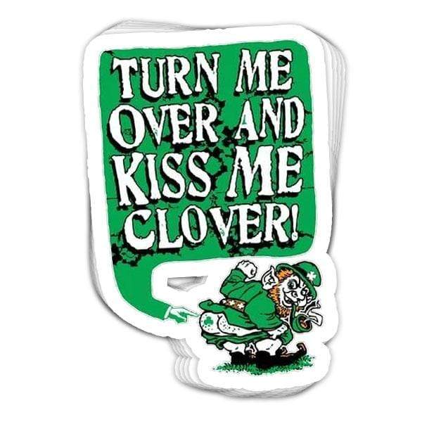 SunFrog-Busted Stickers Kiss Me Clover Leprechaun Vinyl Sticker