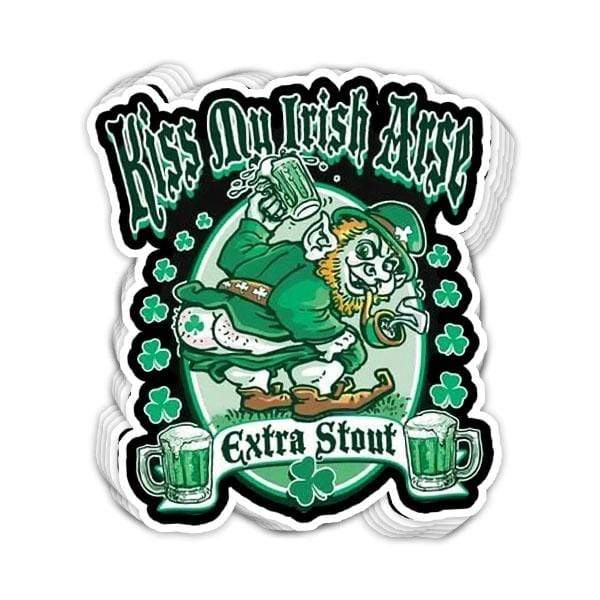 SunFrog-Busted Stickers Kiss My Irish ARse Extra Stout Vinyl Sticker